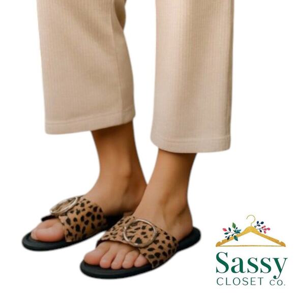 Statement Sandals – Cheetah Print + Sparkle, Sz 8, Like New - Picture 1 of 4